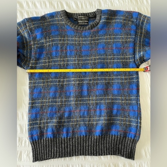 LEO CHEVALIER Vintage Wool Plaid Crew Neck Pullover Grandpa Sweater Unisex - Picture 12 of 15